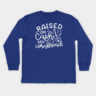 Raised on Cash and Cornbread Country Funny Kids Long Sleeve T-Shirt